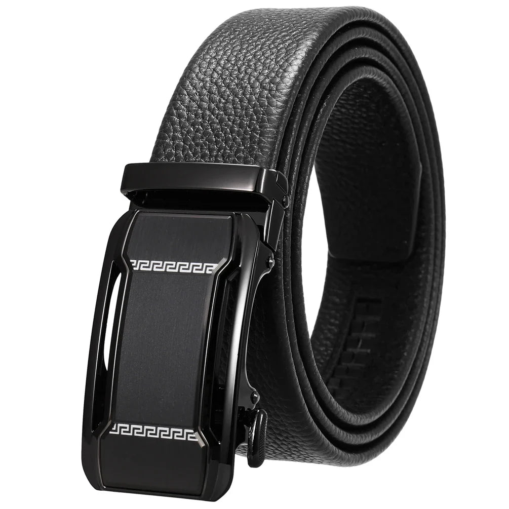 HKM-930515 Men's Custom Size Cowhide Leather Belt - Solid Design, Country of Origin: China