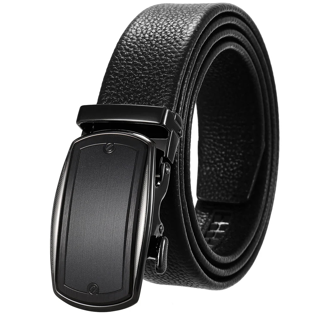 HKM-930515 Men's Custom Size Cowhide Leather Belt - Solid Design, Country of Origin: China