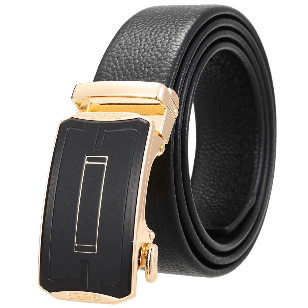 HKM-930515 Men's Custom Size Cowhide Leather Belt - Solid Design, Country of Origin: China