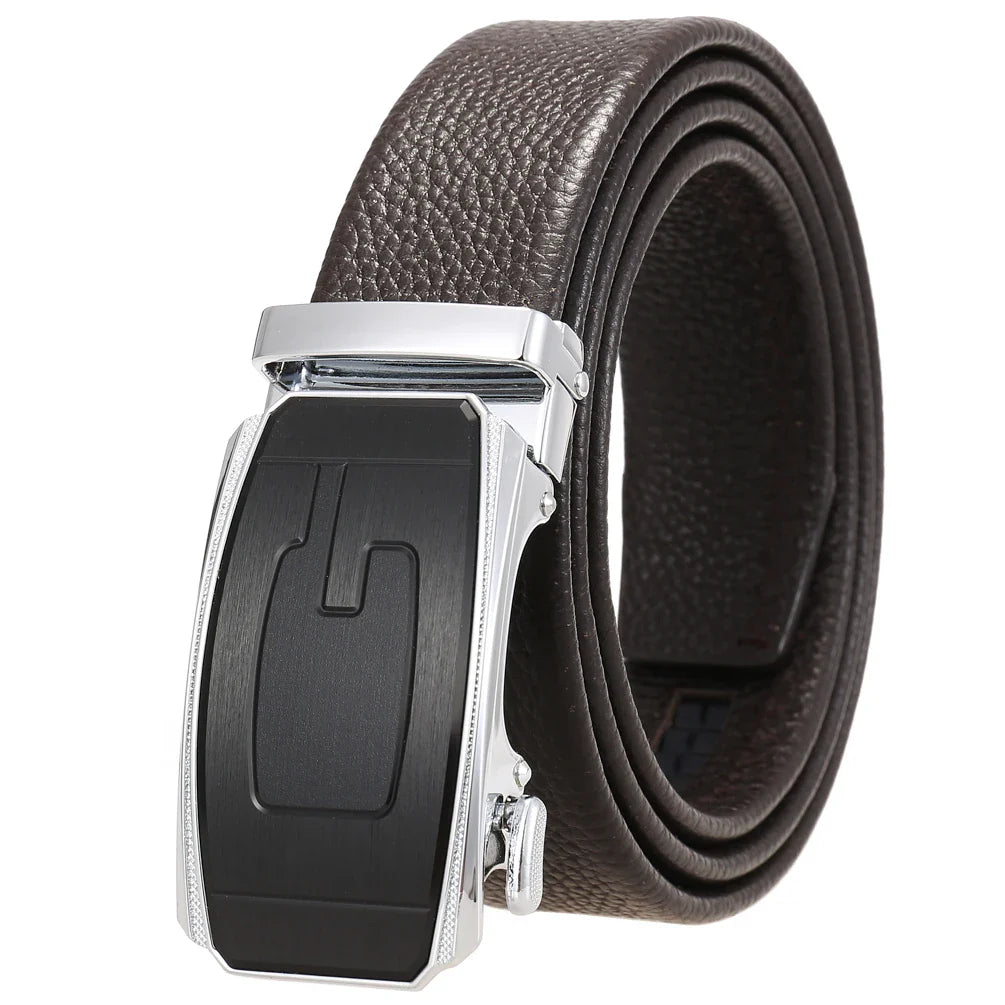 HKM-930515 Men's Custom Size Cowhide Leather Belt - Solid Design, Country of Origin: China