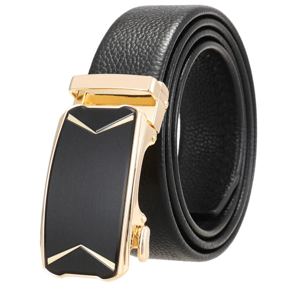 HKM-930515 Men's Custom Size Cowhide Leather Belt - Solid Design, Country of Origin: China