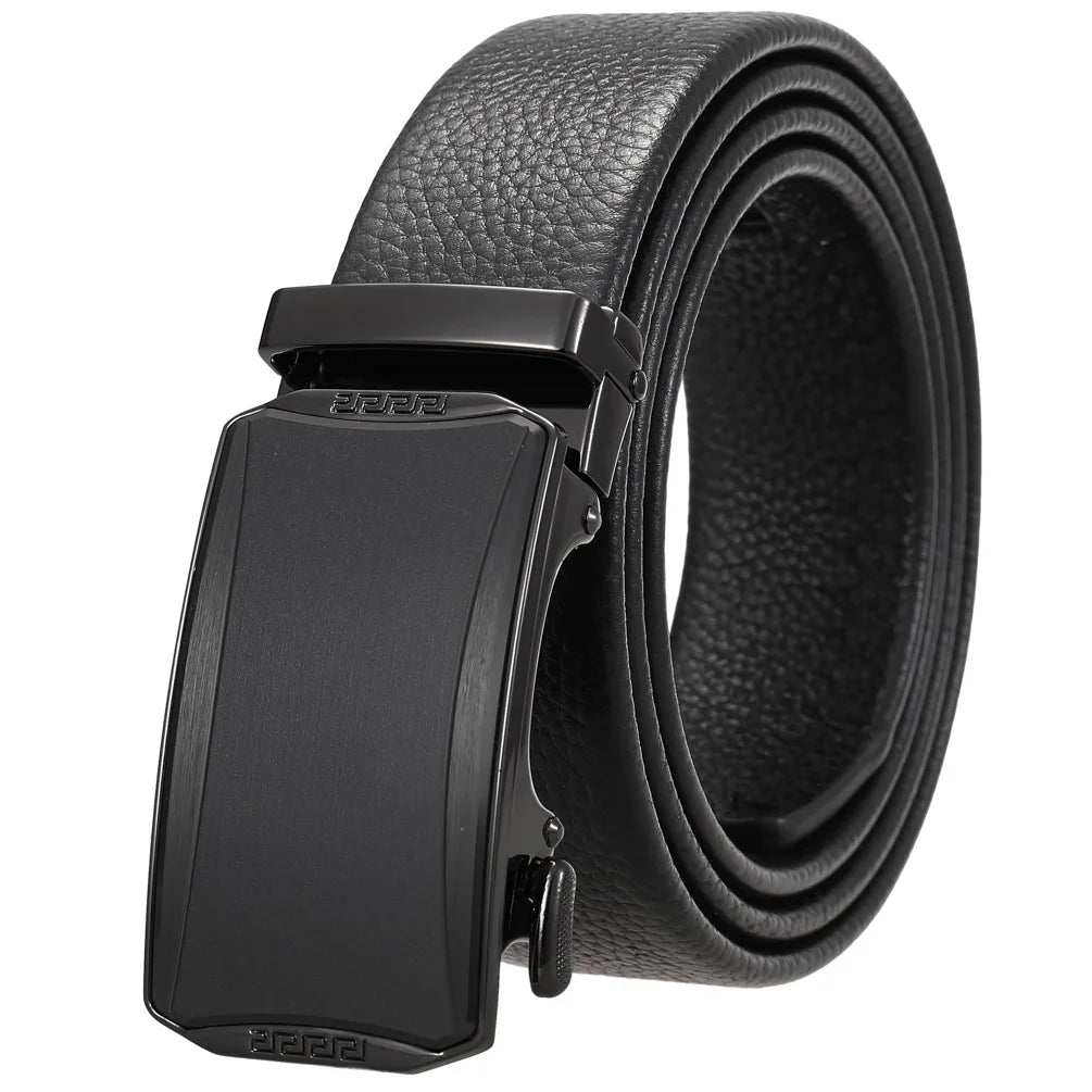 HKM-930515 Men's Custom Size Cowhide Leather Belt - Solid Design, Country of Origin: China