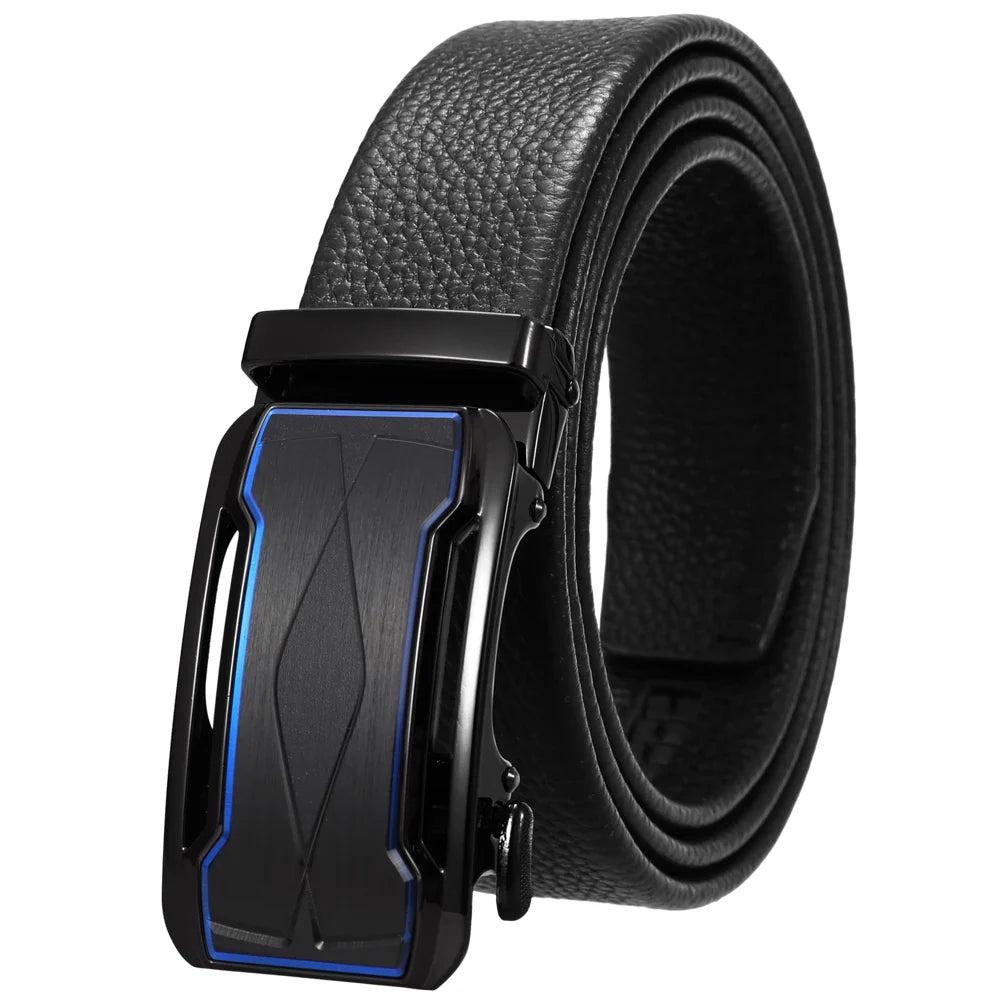 HKM-930515 Men's Custom Size Cowhide Leather Belt - Solid Design, Country of Origin: China