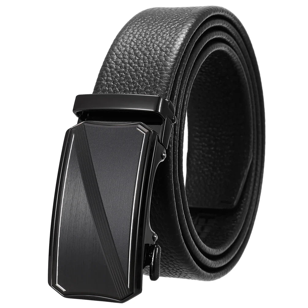 HKM-930515 Men's Custom Size Cowhide Leather Belt - Solid Design, Country of Origin: China
