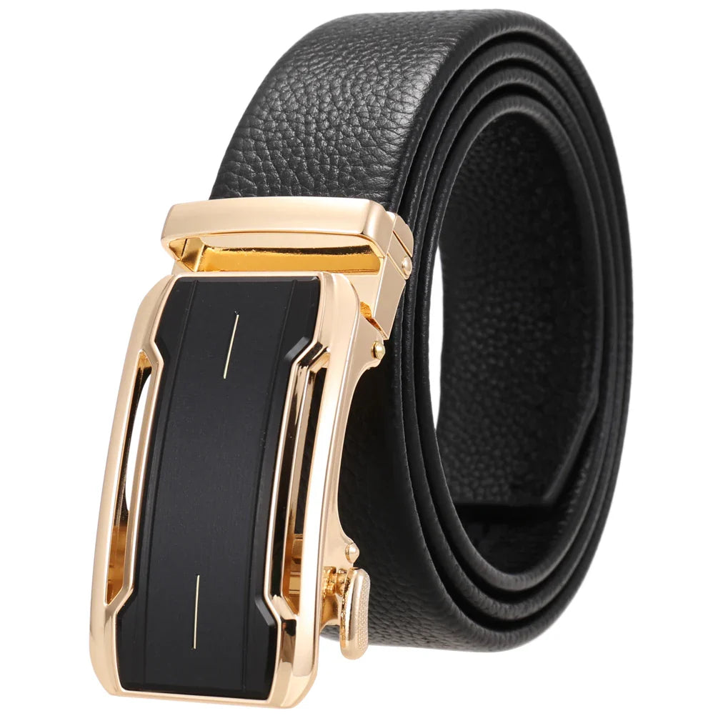 HKM-930515 Men's Custom Size Cowhide Leather Belt - Solid Design, Country of Origin: China