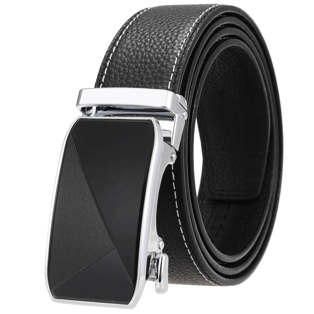 HKM-930515 Men's Custom Size Cowhide Leather Belt - Solid Design, Country of Origin: China