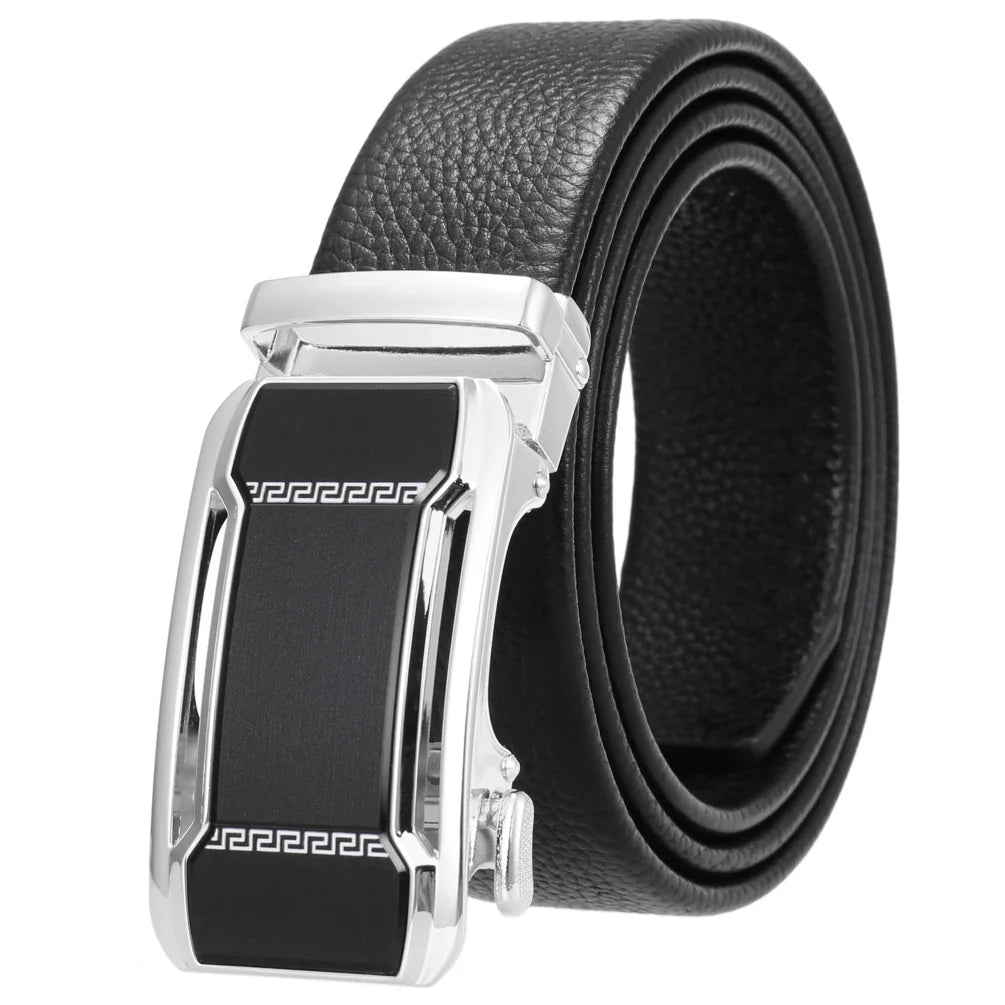 HKM-930515 Men's Custom Size Cowhide Leather Belt - Solid Design, Country of Origin: China