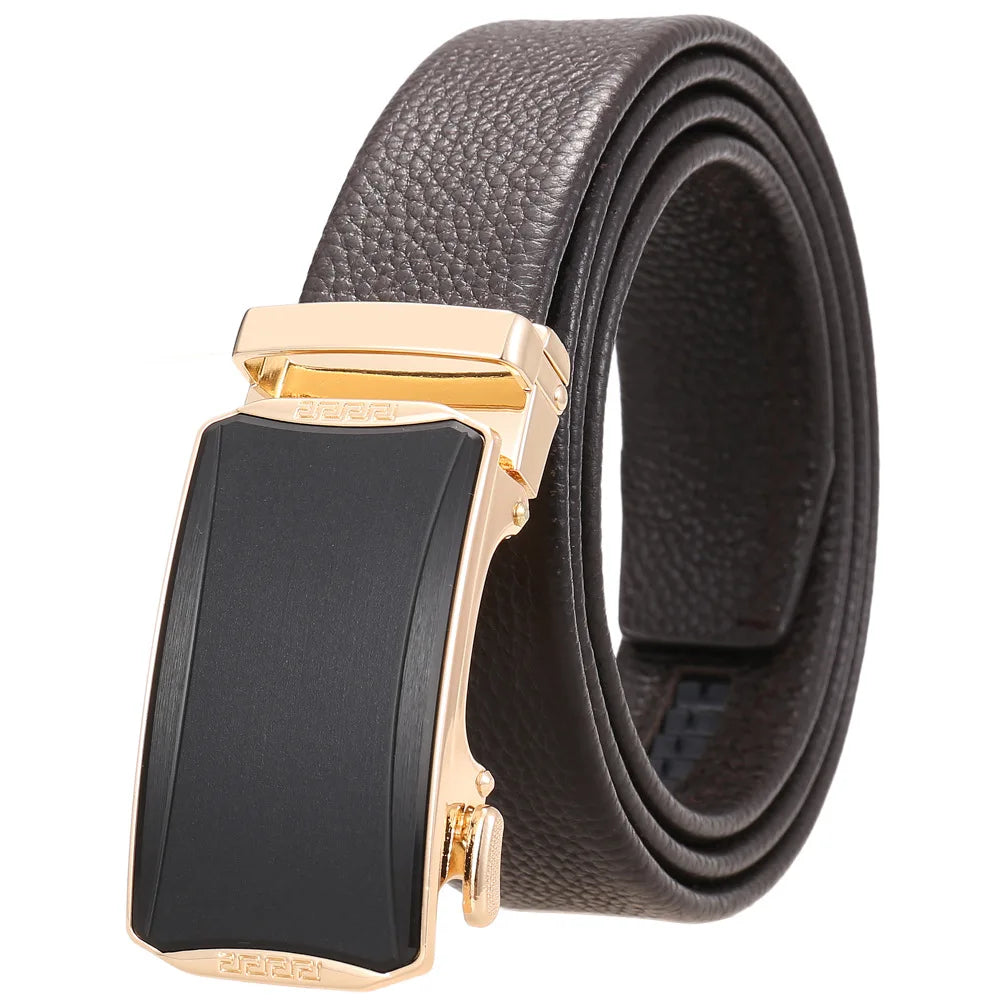 HKM-930515 Men's Custom Size Cowhide Leather Belt - Solid Design, Country of Origin: China