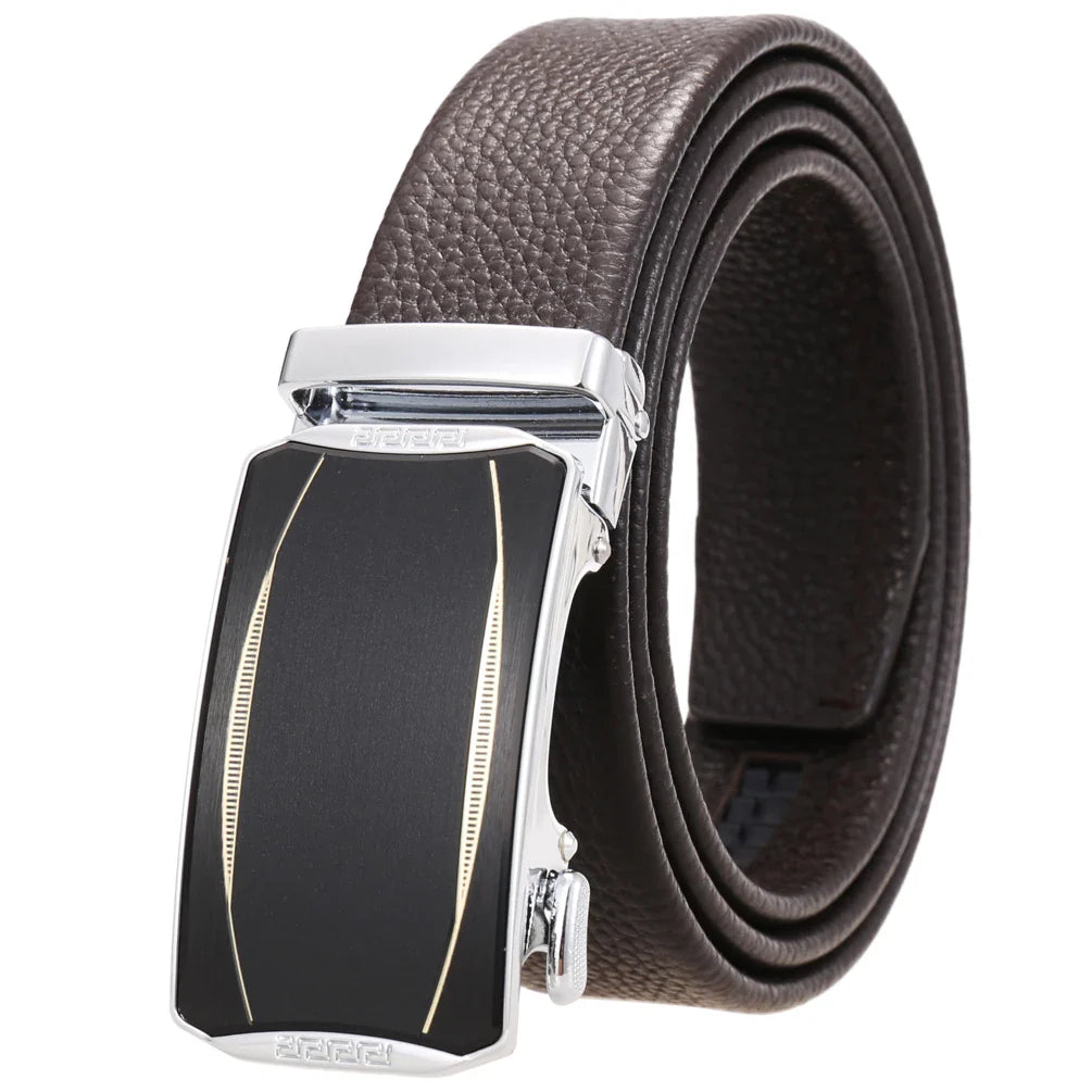 HKM-930515 Men's Custom Size Cowhide Leather Belt - Solid Design, Country of Origin: China