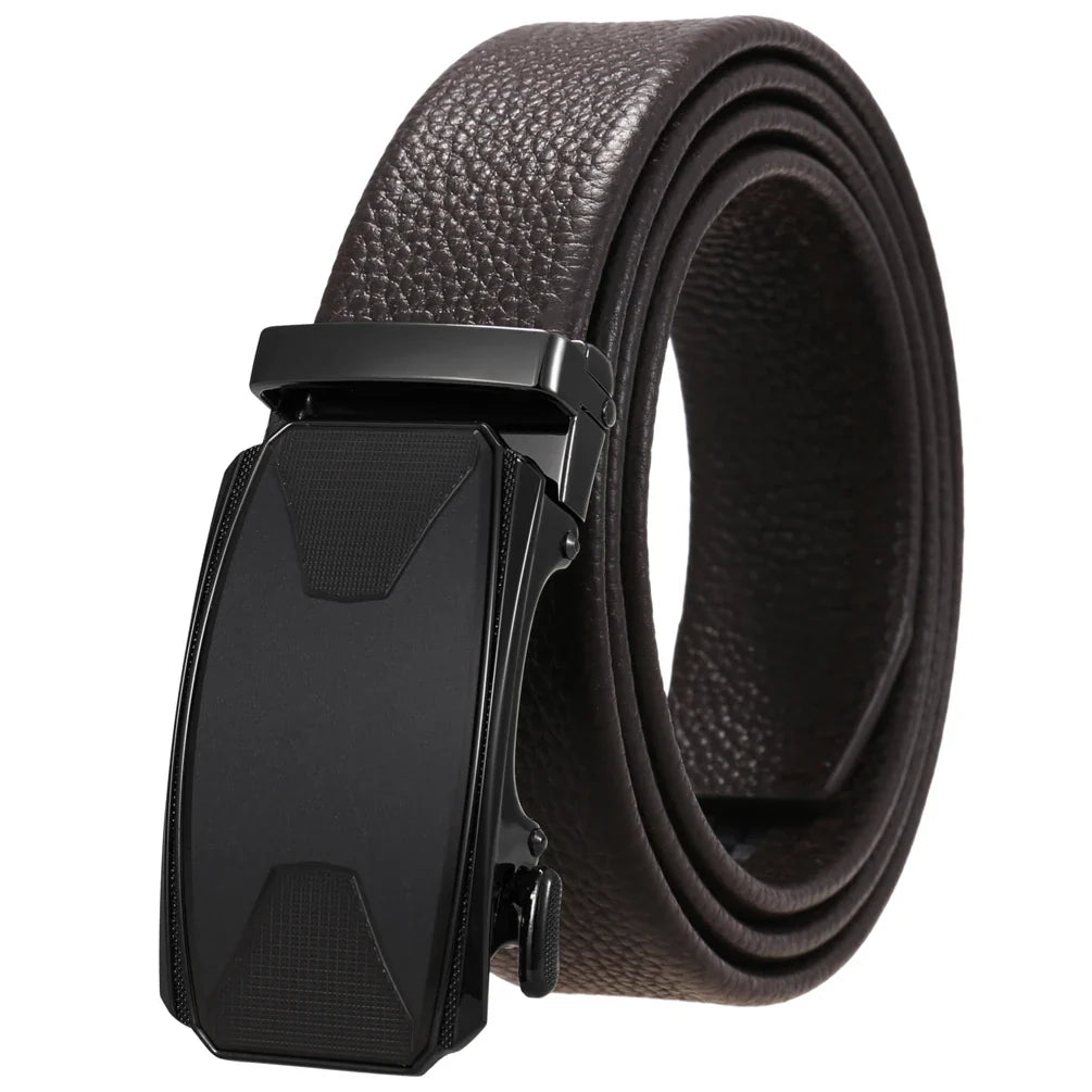 HKM-930515 Men's Custom Size Cowhide Leather Belt - Solid Design, Country of Origin: China