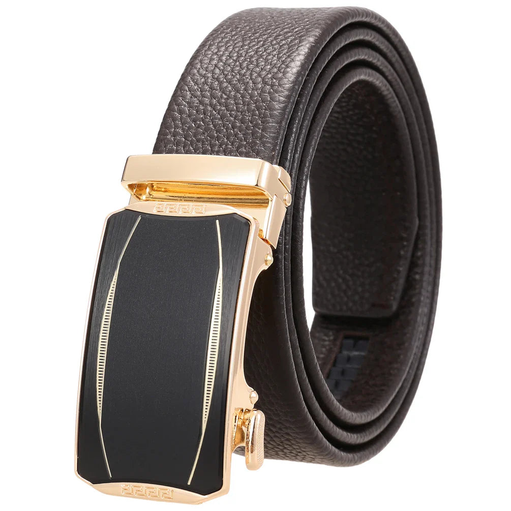 HKM-930515 Men's Custom Size Cowhide Leather Belt - Solid Design, Country of Origin: China