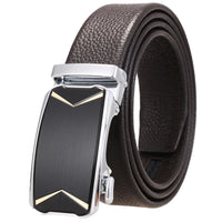 HKM-930515 Men's Custom Size Cowhide Leather Belt - Solid Design, Country of Origin: China