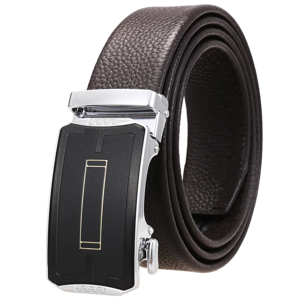 HKM-930515 Men's Custom Size Cowhide Leather Belt - Solid Design, Country of Origin: China