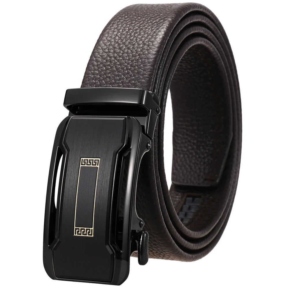 HKM-930515 Men's Custom Size Cowhide Leather Belt - Solid Design, Country of Origin: China
