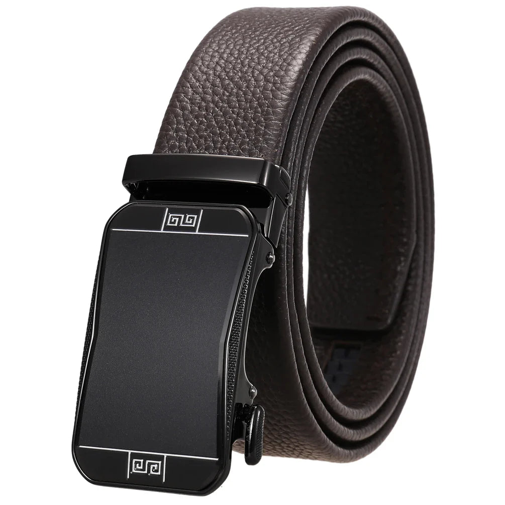 HKM-930515 Men's Custom Size Cowhide Leather Belt - Solid Design, Country of Origin: China