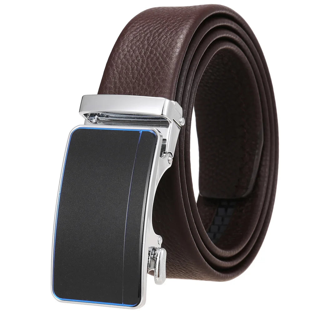HKM-930515 Men's Custom Size Cowhide Leather Belt - Solid Design, Country of Origin: China