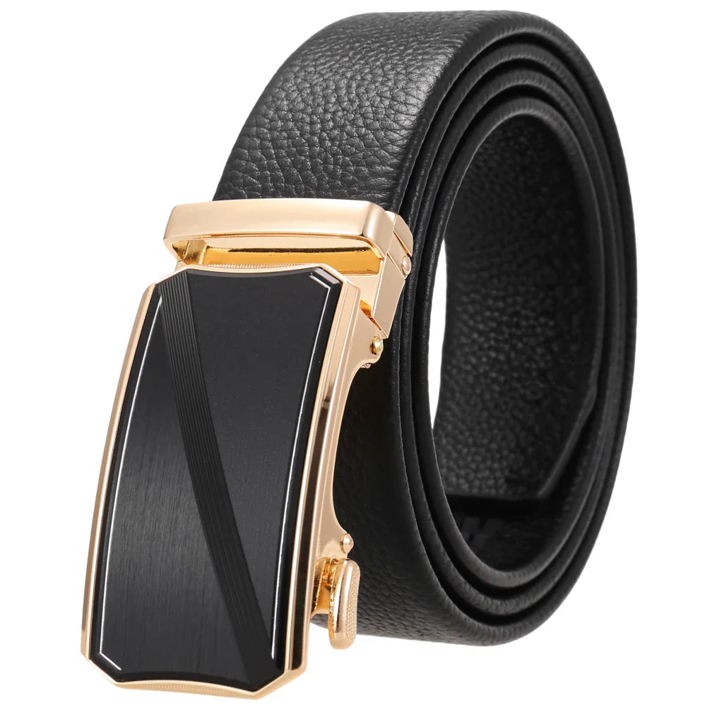 HKM-930515 Men's Custom Size Cowhide Leather Belt - Solid Design, Country of Origin: China