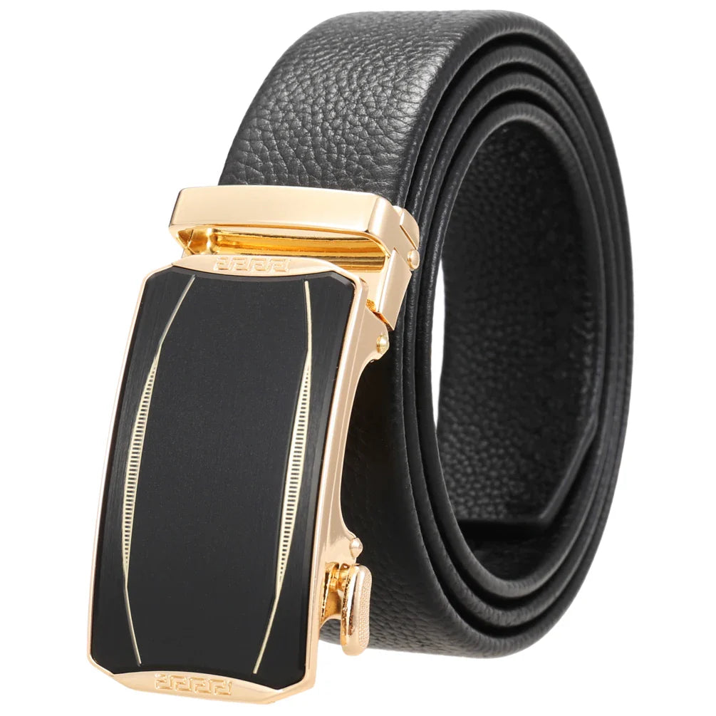 HKM-930515 Men's Custom Size Cowhide Leather Belt - Solid Design, Country of Origin: China