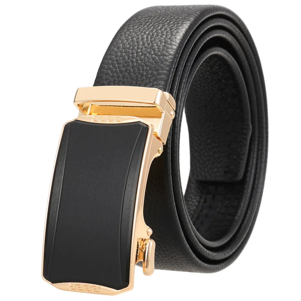 HKM-930515 Men's Custom Size Cowhide Leather Belt - Solid Design, Country of Origin: China