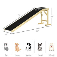HKM-692691 Pet Ramp with Non-Slip Carpet and Stable Flat Platform for Dogs and Cats, 74" x 16" x 25"