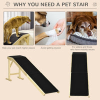 HKM-692691 Pet Ramp with Non-Slip Carpet and Stable Flat Platform for Dogs and Cats, 74" x 16" x 25"