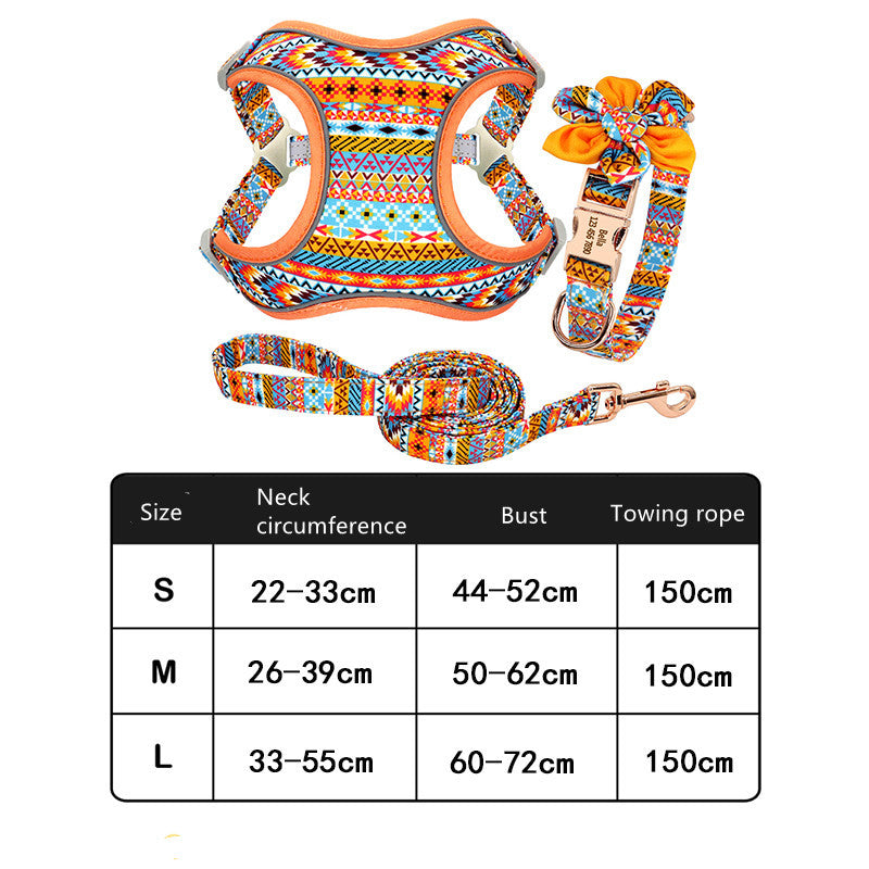 HKM-568083 Cactus Print Vest with Collar, Strap, and Chain for Small to Medium Dogs