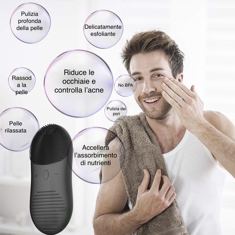 HKM-621139 Silicone Ultrasonic Electric Face Washer with 7-Level Waterproof Technology and Vibrating Cleaning Action