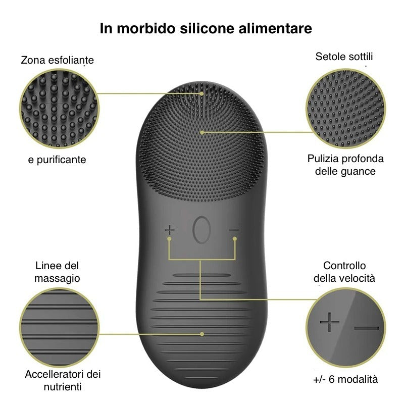HKM-621139 Silicone Ultrasonic Electric Face Washer with 7-Level Waterproof Technology and Vibrating Cleaning Action