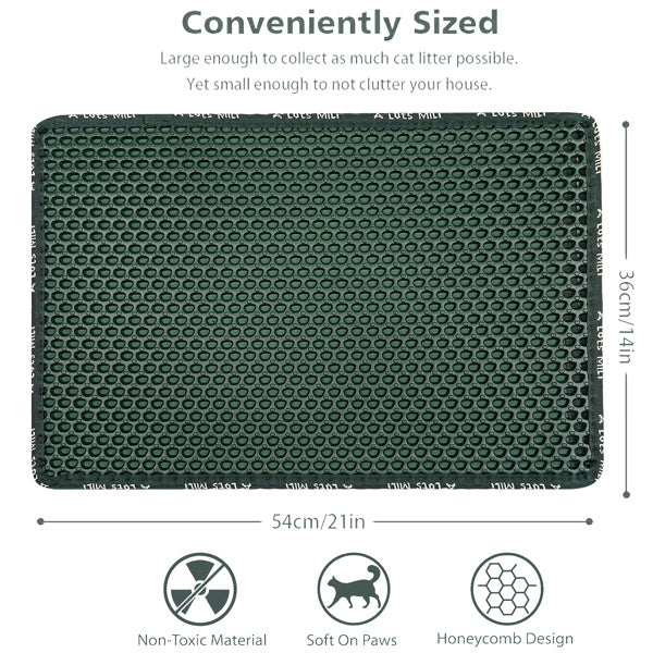 HKM-044755 Double Layer Rice-Shaped Cat Litter Mat - Waterproof EVA Design for Effective Litter Trapping and Easy Cleaning