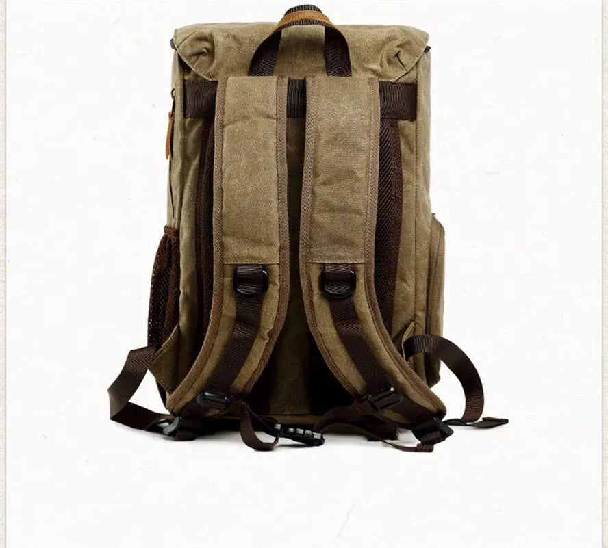 KTX-204179 Stylish Oil Wax Canvas Leather Camera Backpack for Special Purposes