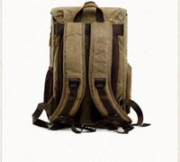 HKM-204179 Stylish Oil Wax Canvas Leather Camera Backpack for Special Purposes