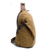 HKM-270867 Waterproof Men's Crossbody Chest Bag in Leather and Waxed Canvas