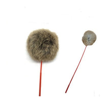 HKM-236115 Solid Wood Cat Stick Toy with Hemp, Feather Rope, and Bell - Handmade Cat Plaything