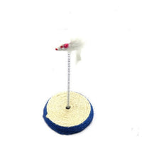 HKM-236115 Solid Wood Cat Stick Toy with Hemp, Feather Rope, and Bell - Handmade Cat Plaything
