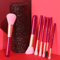 HKM-346963 9-Piece Cosmetic Brush Set with Small Horse Hair Brushes in Portable Barrel Bag