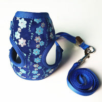 HKM-860691 Adjustable Mesh Nylon Pet Leash with Flower Pattern for Small Dogs and Cats - Available in Red, Blue, Black, and Pink