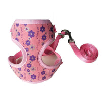 HKM-860691 Adjustable Mesh Nylon Pet Leash with Flower Pattern for Small Dogs and Cats - Available in Red, Blue, Black, and Pink