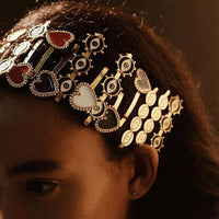 HKM-788115 Alloy Drop Oil Love Hairpin and Headband Set in Geometric Styles - Multiple Colors Available