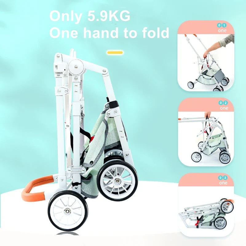 JMT-552650 Luxury 4-Wheel Folding Pet Stroller for Dogs and Cats, Easy to Assemble Pet Trolley