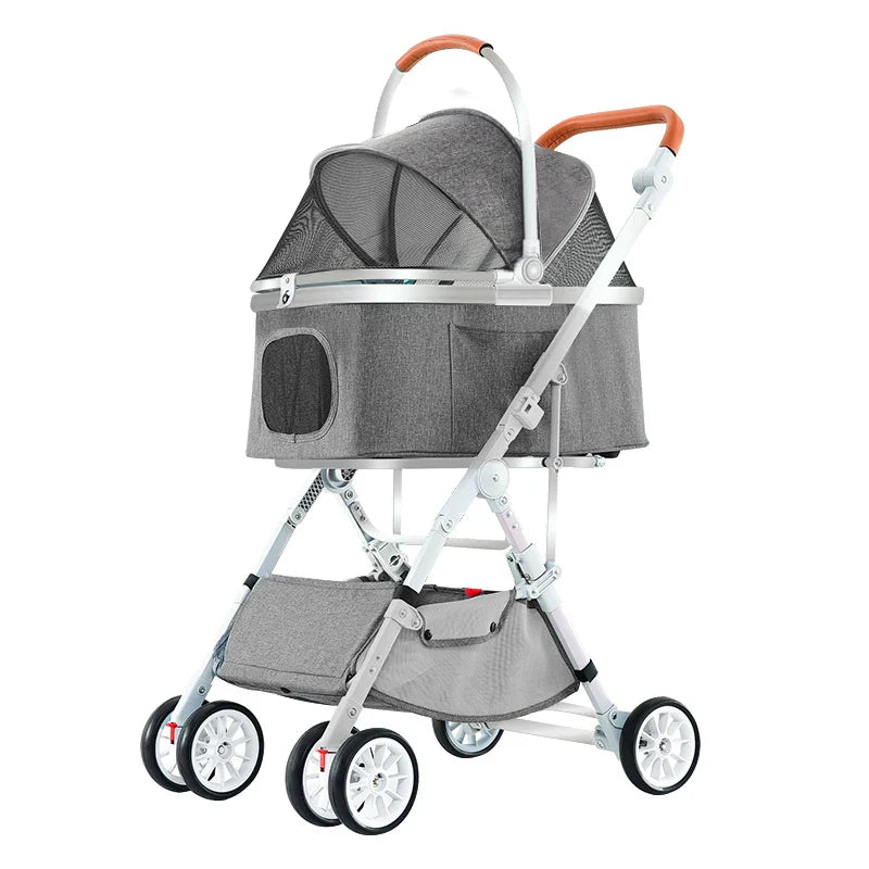 JMT-552650 Luxury 4-Wheel Folding Pet Stroller for Dogs and Cats, Easy to Assemble Pet Trolley