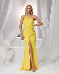HKM-794835 Elegant Yellow Evening Gown for Women - Style EZ25158
