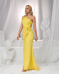 HKM-794835 Elegant Yellow Evening Gown for Women - Style EZ25158