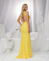 HKM-794835 Elegant Yellow Evening Gown for Women - Style EZ25158