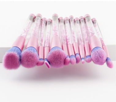 HKM-378579 Liquid Crystal Flow Cosmetic Brush Handle Makeup Kit with Storage Valve