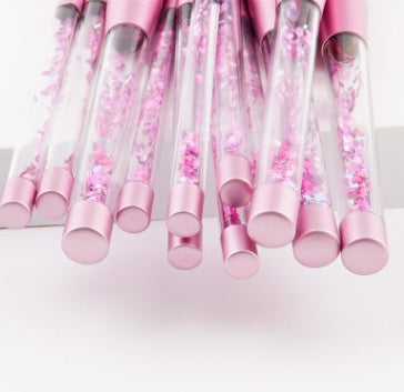 HKM-378579 Liquid Crystal Flow Cosmetic Brush Handle Makeup Kit with Storage Valve