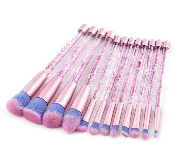 HKM-378579 Liquid Crystal Flow Cosmetic Brush Handle Makeup Kit with Storage Valve