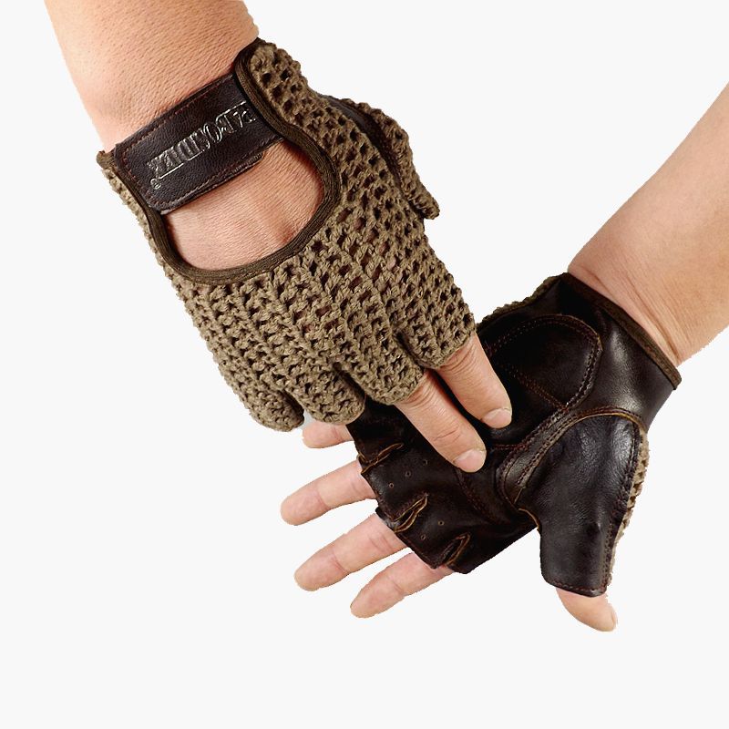 KTX-000147 Wool Mesh Leather Fitness Gloves for Enhanced Grip and Comfort