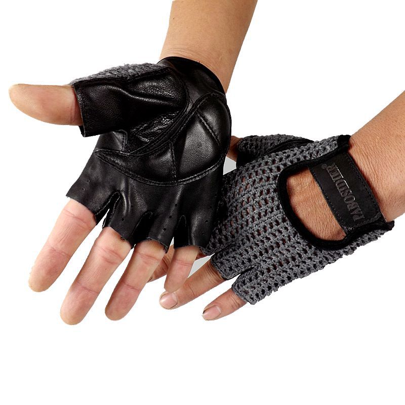 KTX-000147 Wool Mesh Leather Fitness Gloves for Enhanced Grip and Comfort