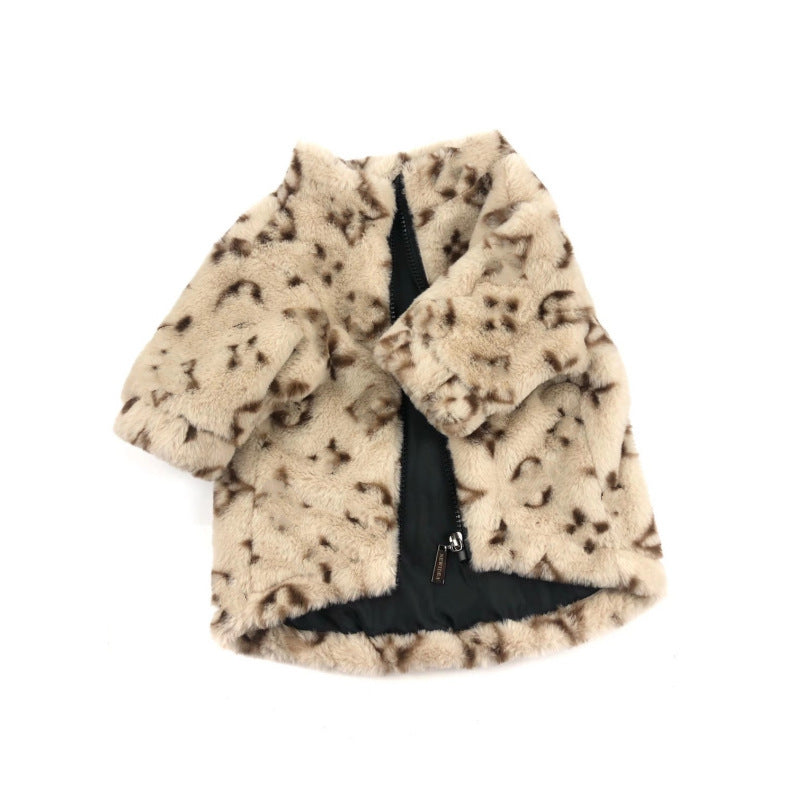 HKM-065555 Leopard Print Coat for Dogs - Cotton Spring and Autumn Apparel