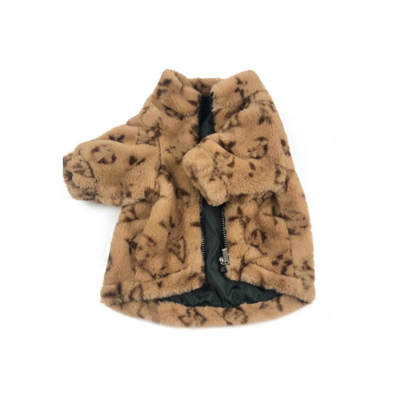 HKM-065555 Leopard Print Coat for Dogs - Cotton Spring and Autumn Apparel